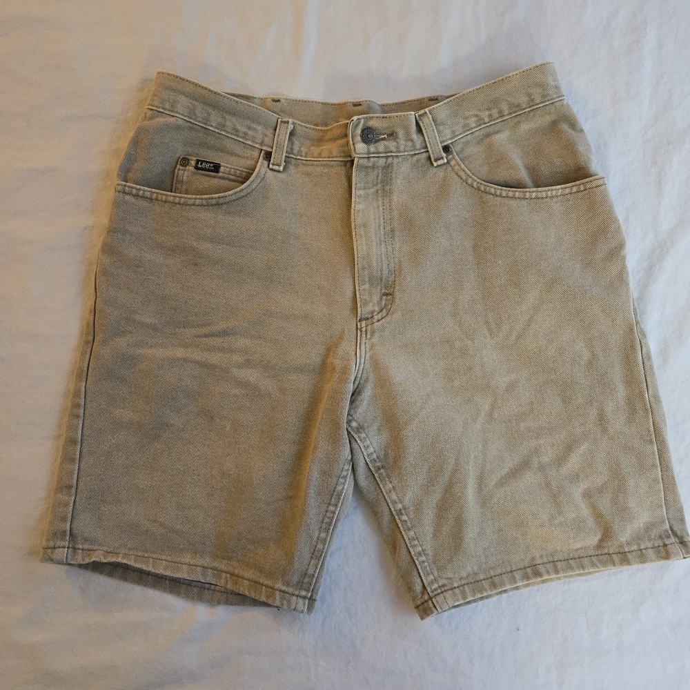 Lee Khaki Olive Green Beige Cotton Denim Shorts HAL3